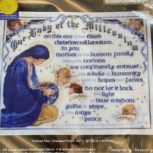 New Sealed VINTAGE 1999 Janlynn Our Lady Of The Millennium Cross Stitch Kit